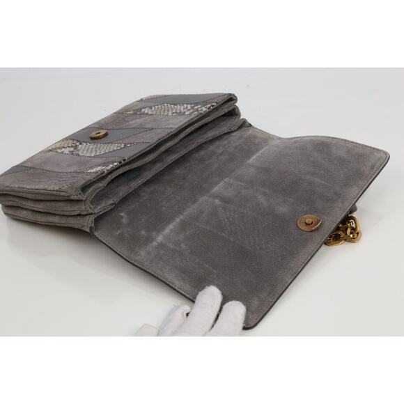 Prada Crocodile Python Suede Leather Exotic Skin Patchwork Flap Shoulder Bag - Picture 6 of 16